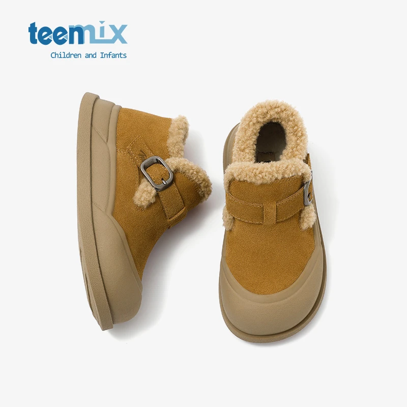 天美意童鞋2025年新款冬季男童加绒保暖鞋女童毛毛鞋儿童二棉鞋子