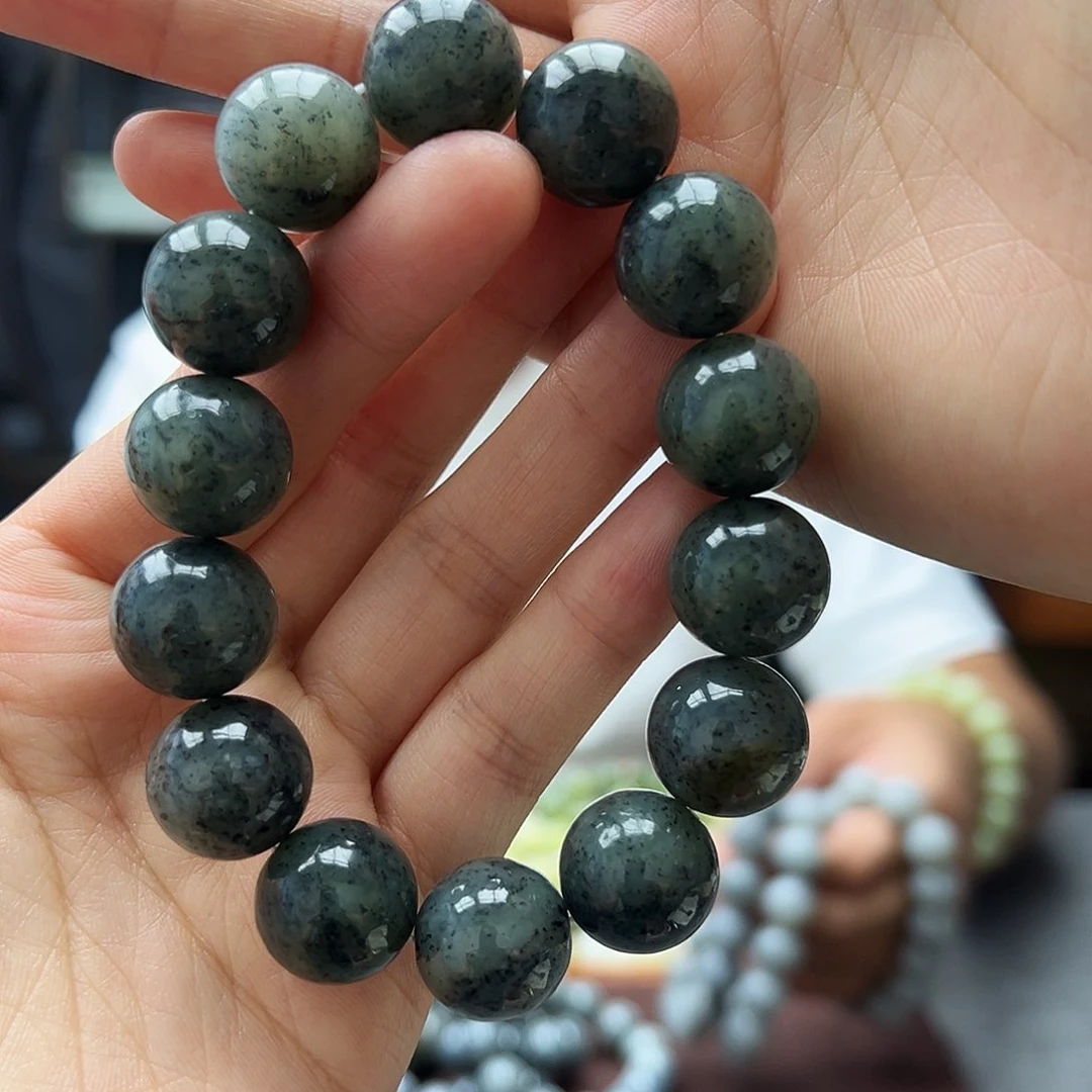 手链未镶嵌和田玉16点墨青花深色