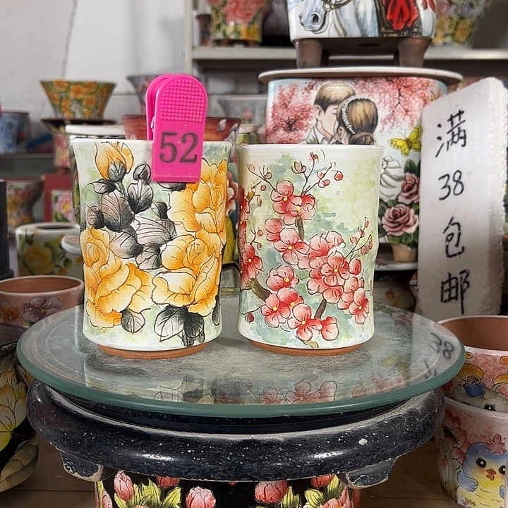 景德镇手绘花盆满38包邮