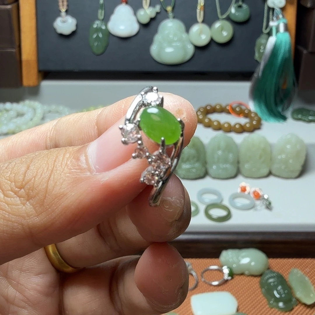 和田玉（碧玉）合金戒指