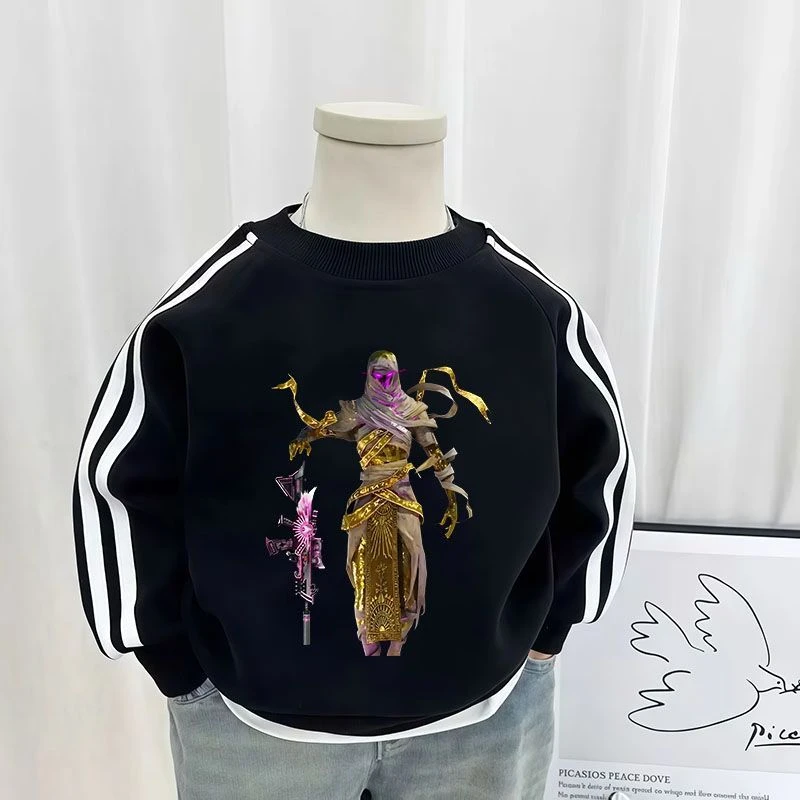 童装卫衣痞帅时髦沙丘之主三条杠权威和平精英同款游戏男童秋冬款