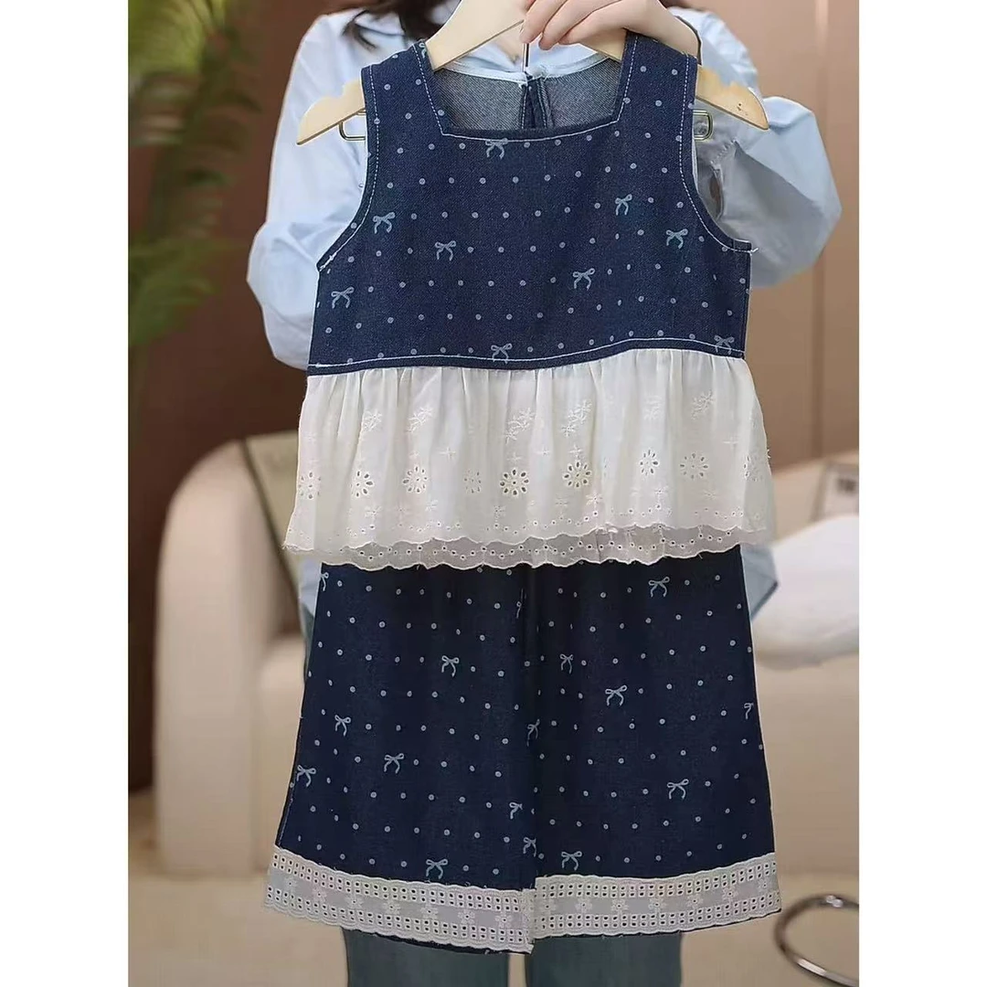 女童套装2025夏季新款儿童夏款薄款牛仔两件套女孩洋气百搭夏装潮