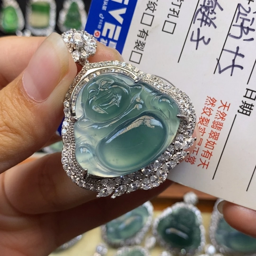 翡翠银S925镶嵌颈饰天然