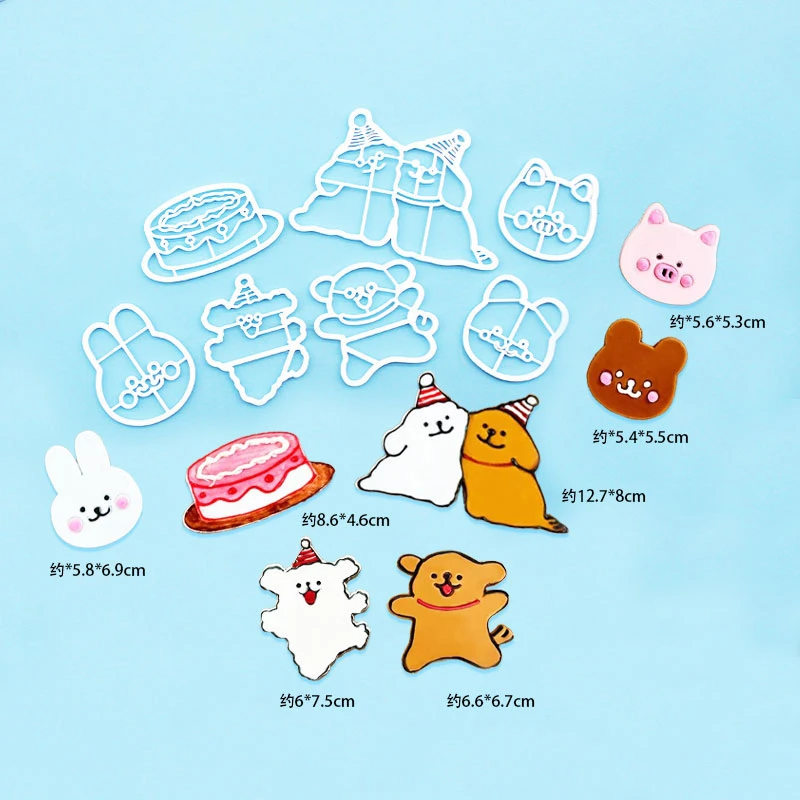河马泥塘小狗兔子熊猪翻糖模切网红生日蛋糕甜品装饰烘焙模具