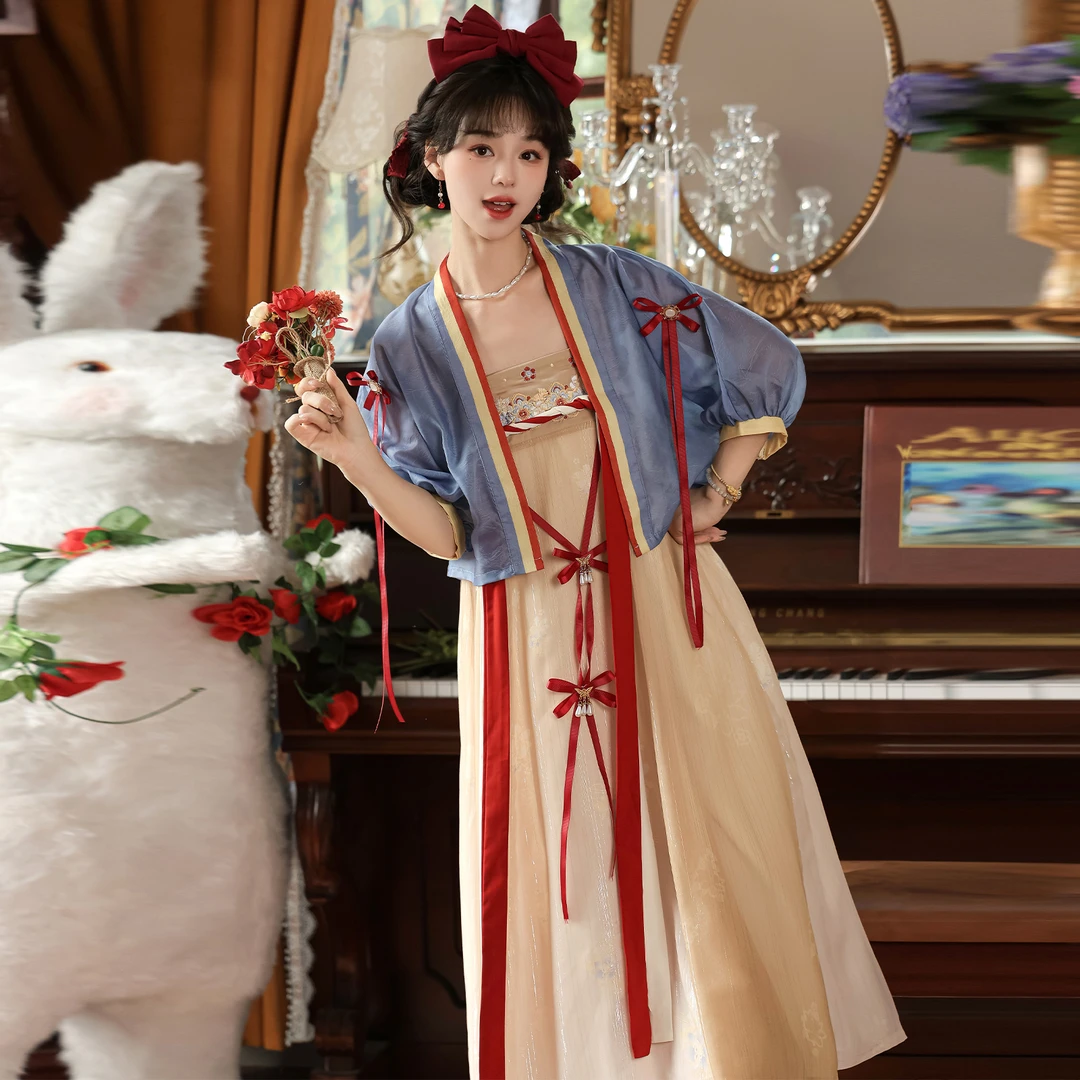 忆汉兮原创汉服女【白雪】唐制齐胸刺绣襦裙新中式日常清新春夏款