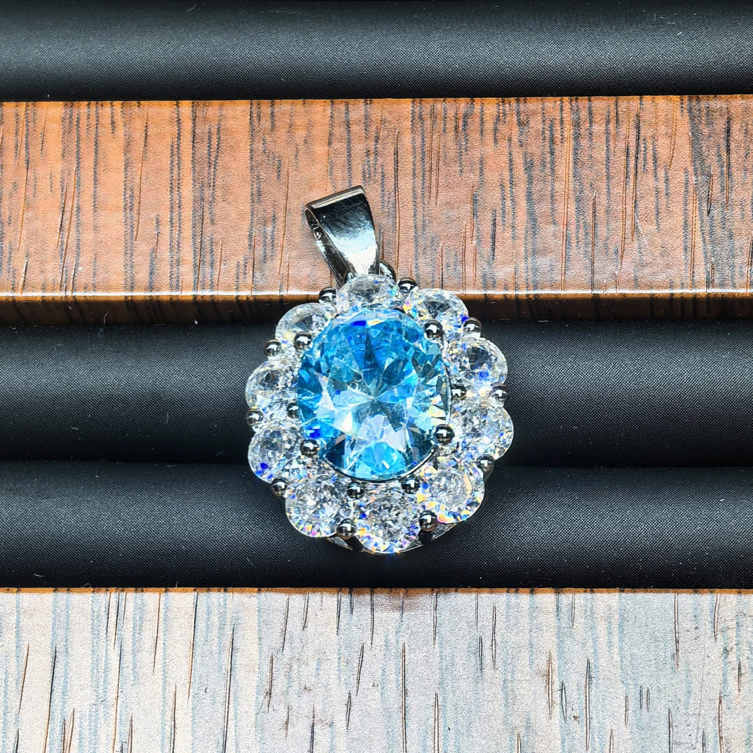 非金属珐琅吊坠 高订轻奢设计感海蓝色吊坠