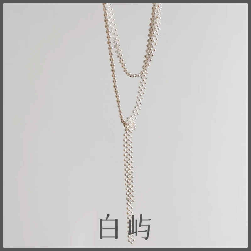 【轻奢】N159天然淡水手工编织正圆强光珍珠120cm毛衣链4-5mm