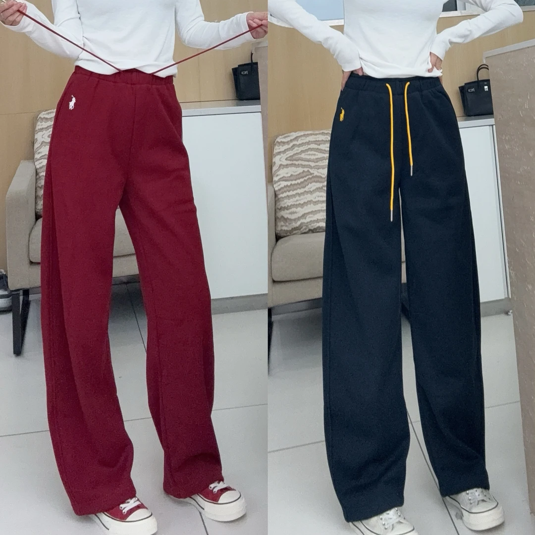 （小雨推荐8876）休闲裤厚款长裤直筒裤韩版针织秋季显瘦拖地刺绣