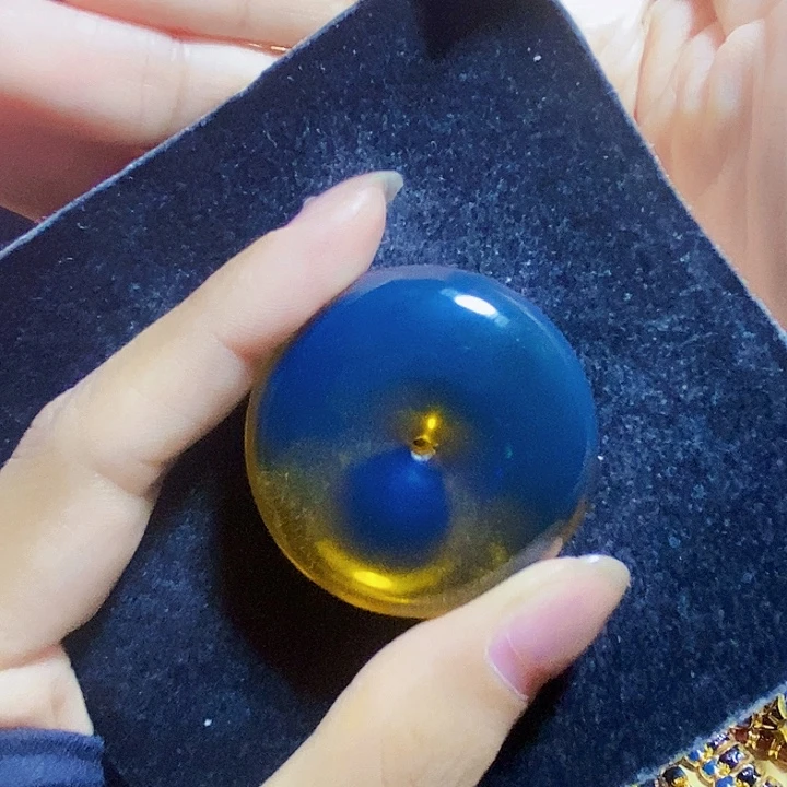 蓝珀未镶嵌珠宝奇石墨西哥蓝珀平安扣