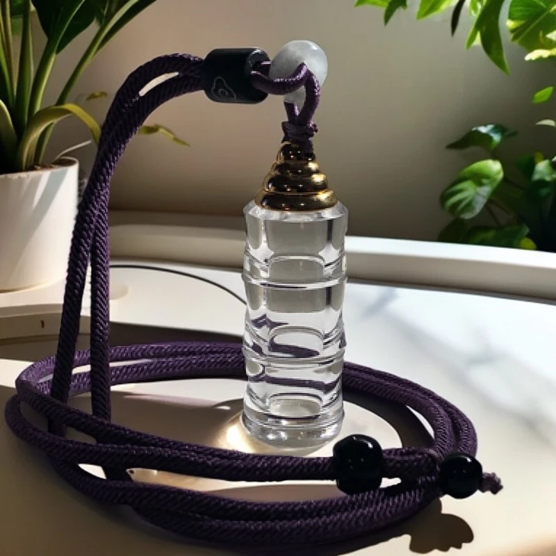 铜合金石英石吊坠 金色原创设计水晶竹节舍利瓶结缘赠送舍利子