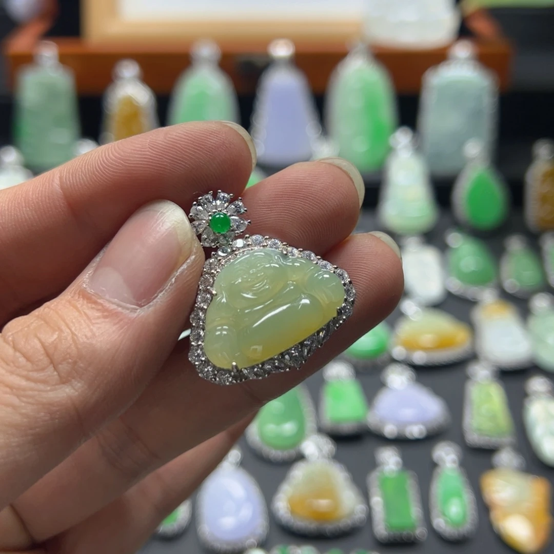 颈饰银S925镶嵌翡翠天然翡翠a货