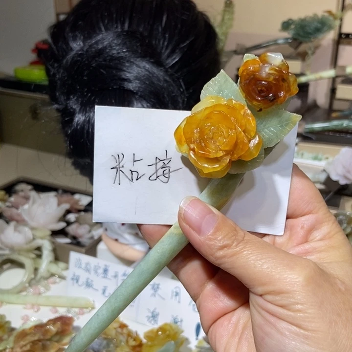 蛇纹石玉未镶嵌发饰
