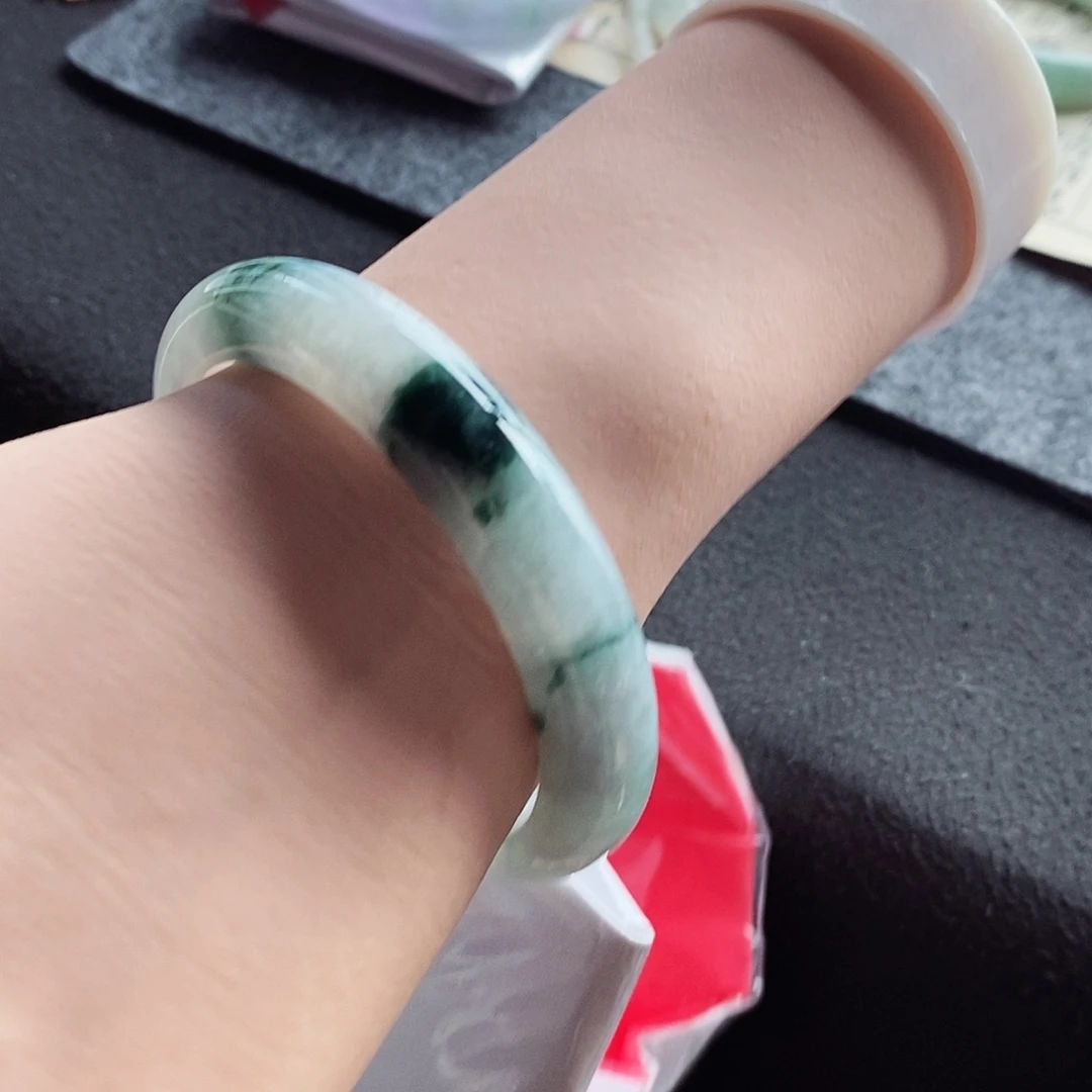 翡翠未镶嵌手镯58蓝花翠