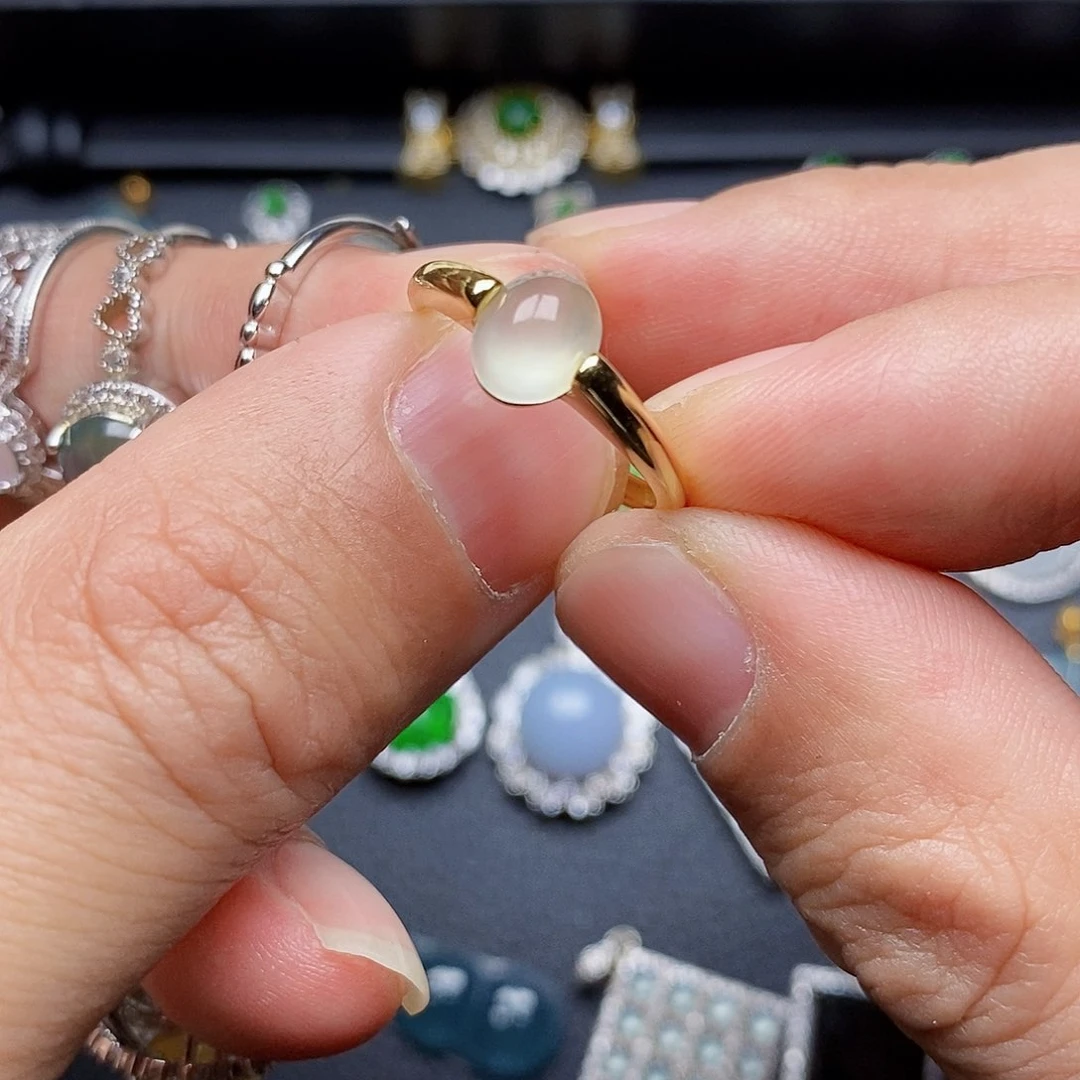 翡翠戒指银S925镶嵌戒指