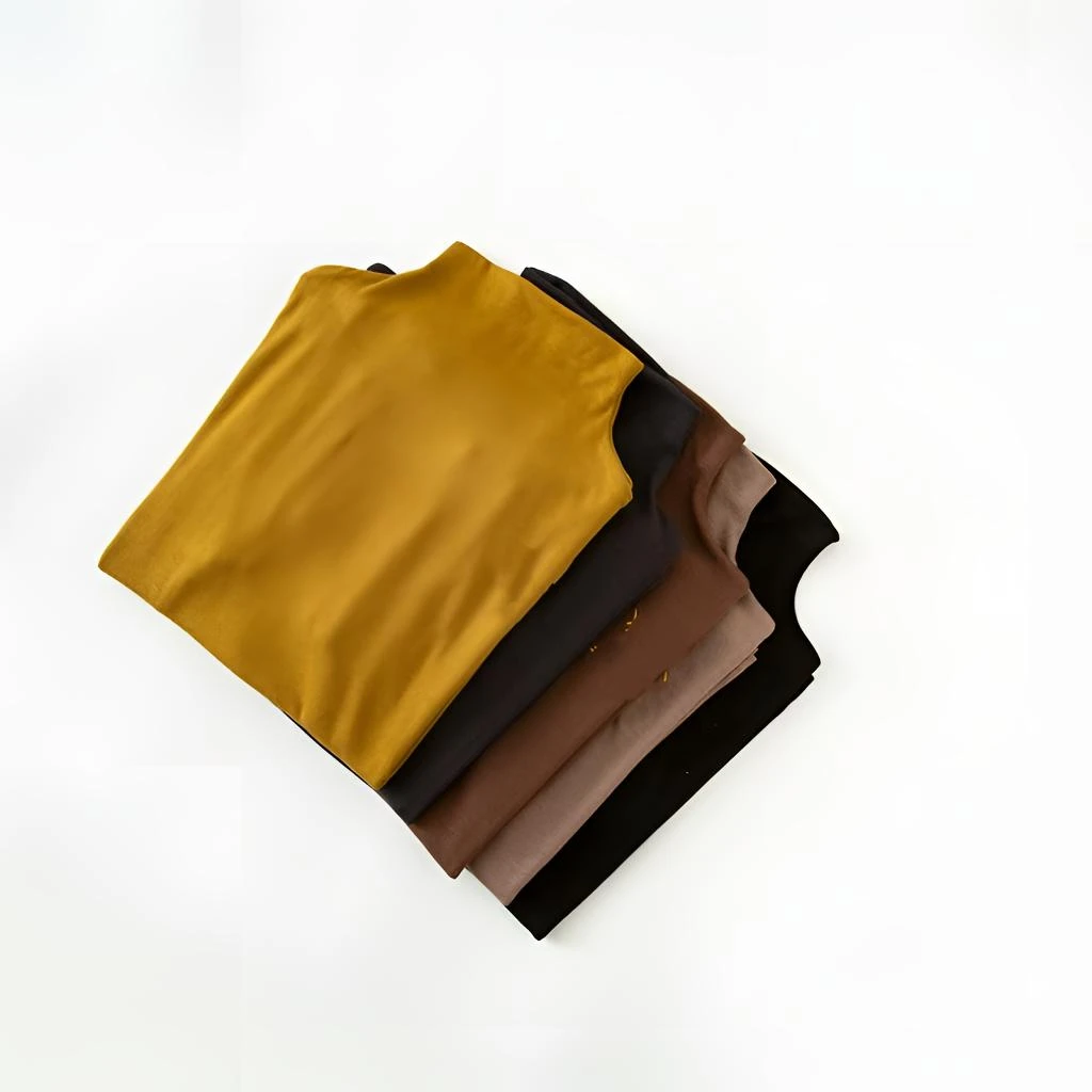 修身半高领立领长袖不起球T恤拼接圆领加厚针织时尚