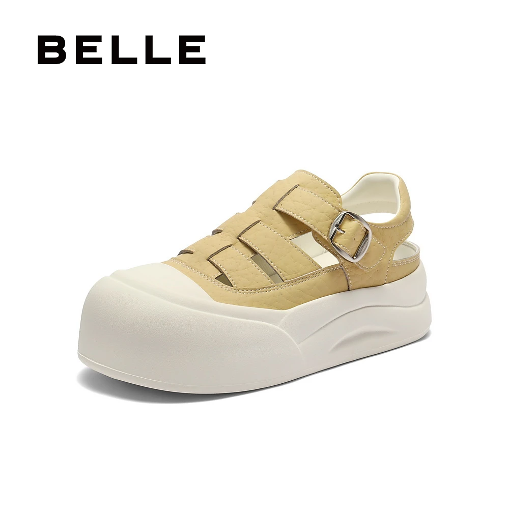 百丽镂空罗马凉鞋女2025夏新厚底增高休闲猪笼凉鞋B2661BH5