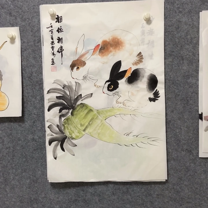 国画兔子70厘米高度