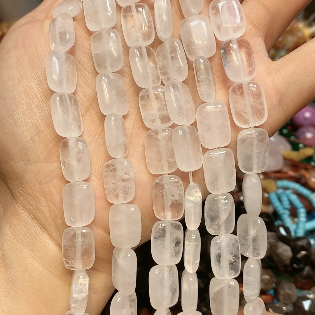 玛瑙/玉髓散珠天然白水晶无事牌一条