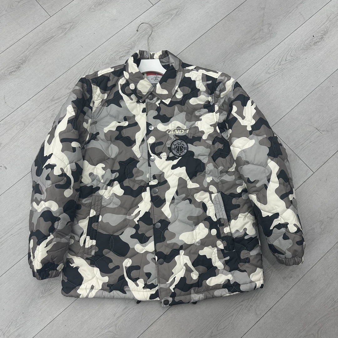 男款休闲百搭简约迷彩纯色棉服8575