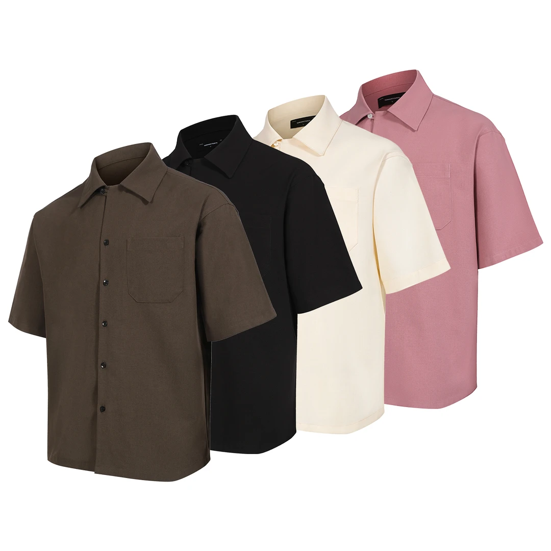 TERRAINCOGNITA25SS羊毛混纺古巴领挺阔质感短袖衬衫日常通勤百搭