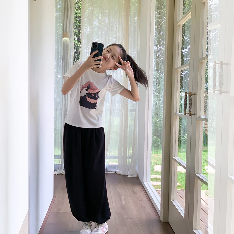 【粉喵】西西家女童2025夏季新款短袖T恤儿童休闲百搭上衣JX3598