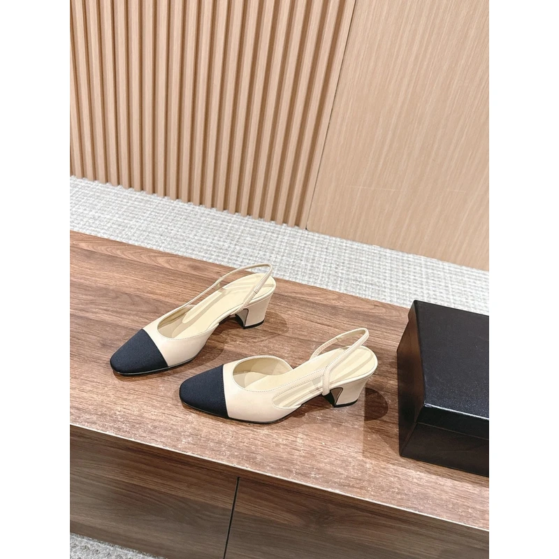 新款圆头拼色小香风气质真皮大码夏季百搭女凉鞋