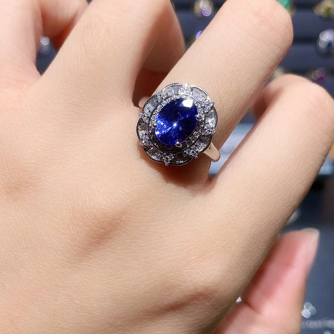 坦桑石银S925镶嵌戒指