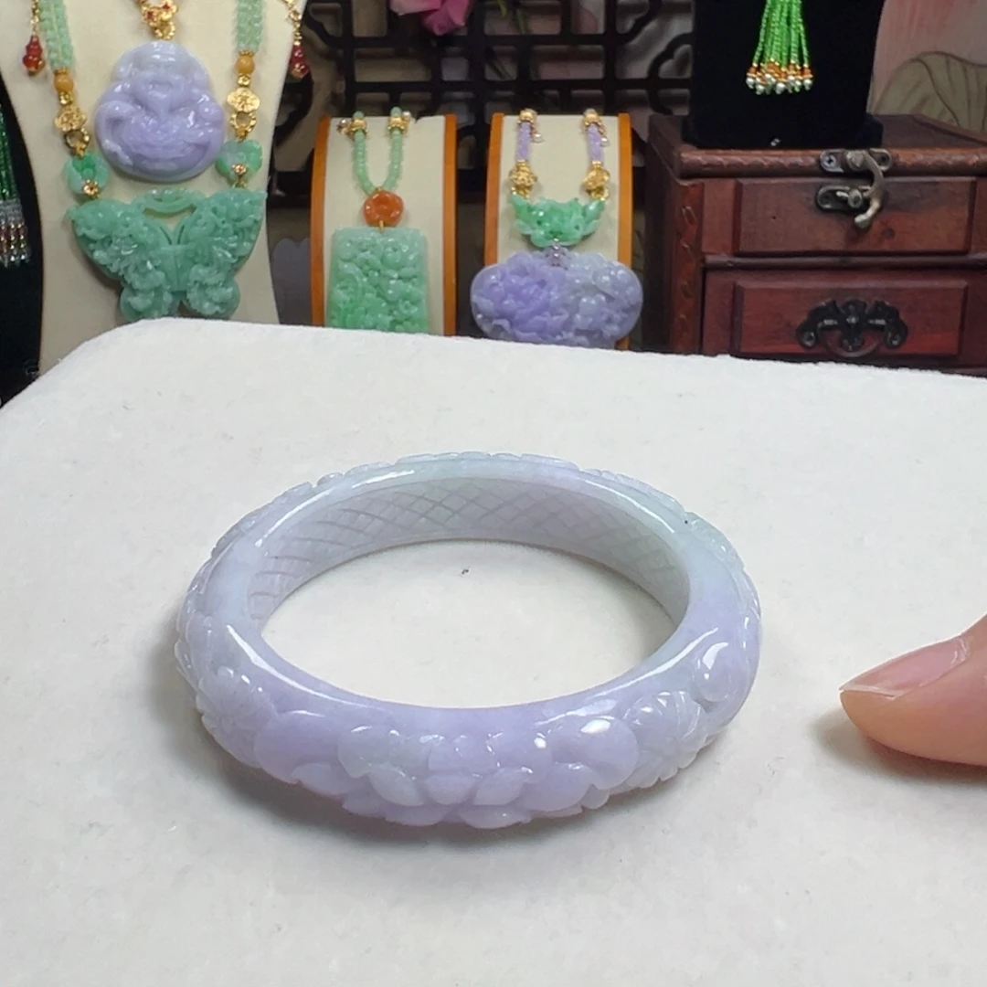 翡翠未镶嵌毛衣链紫翡手镯