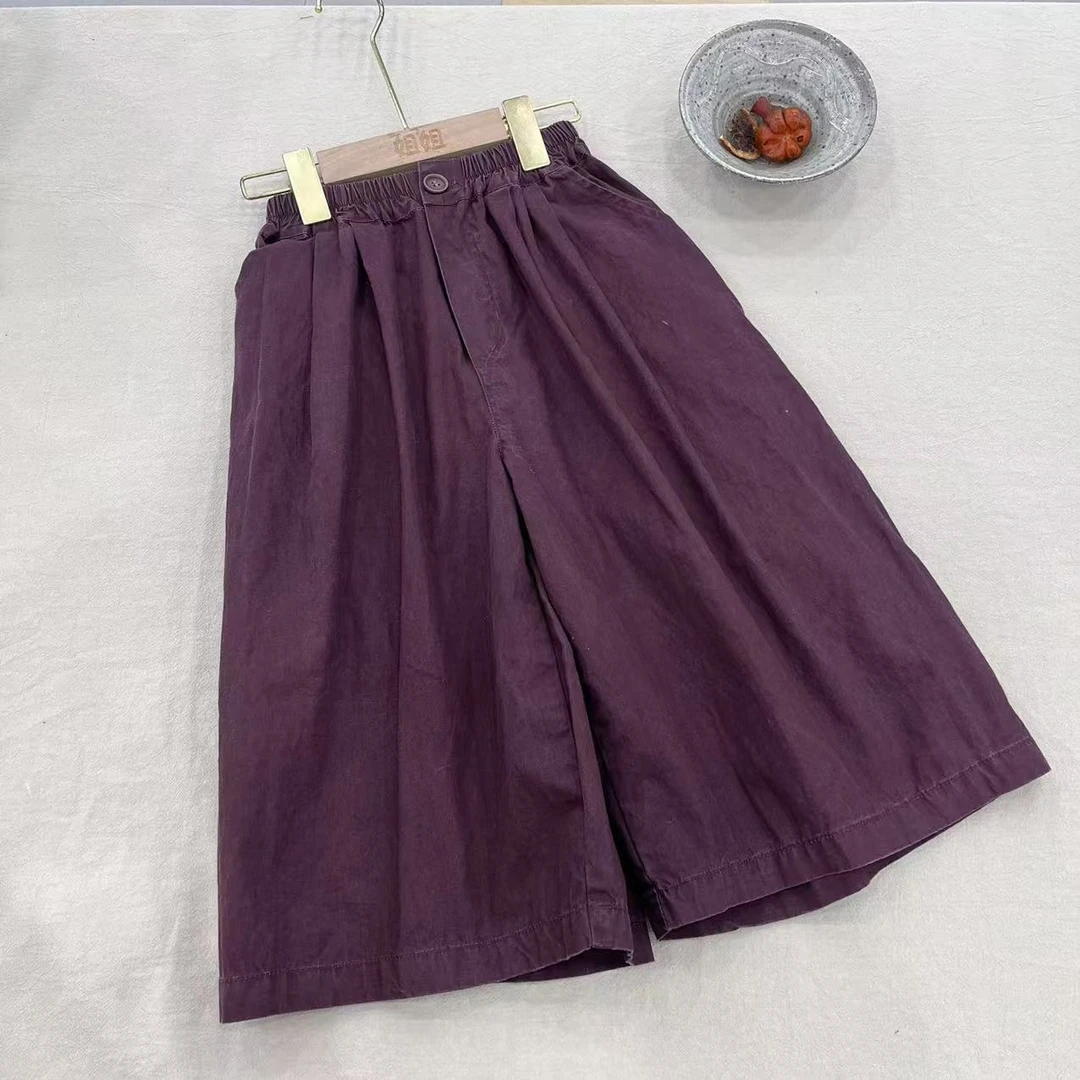 〖姐姐家〗2025春款儿童萌娃穿搭阔腿高腰车厘子色休闲裤sy58129