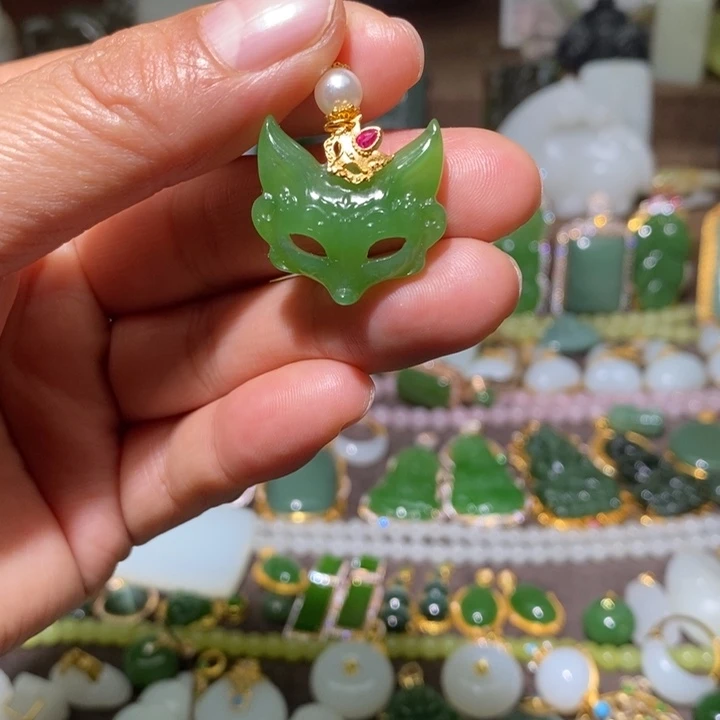 和田玉（碧玉）银S925镶嵌颈饰