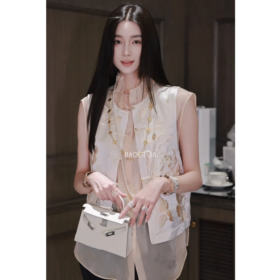 8-【牡丹】宝儿家含幂BJ73125103春季款国风牡丹盘扣刺绣双面穿马甲