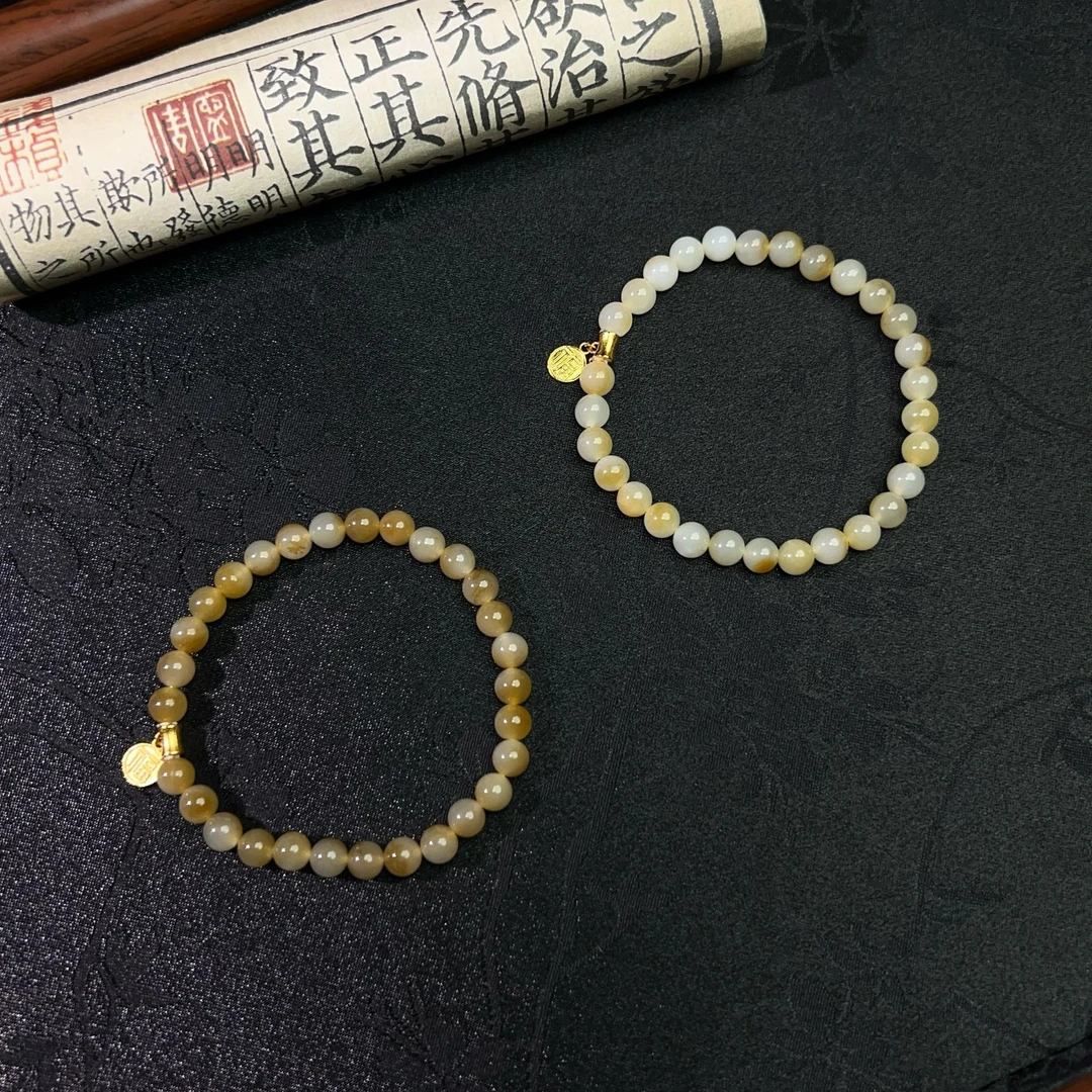 天然和田玉糖白手串-U25111302（多样性发货）