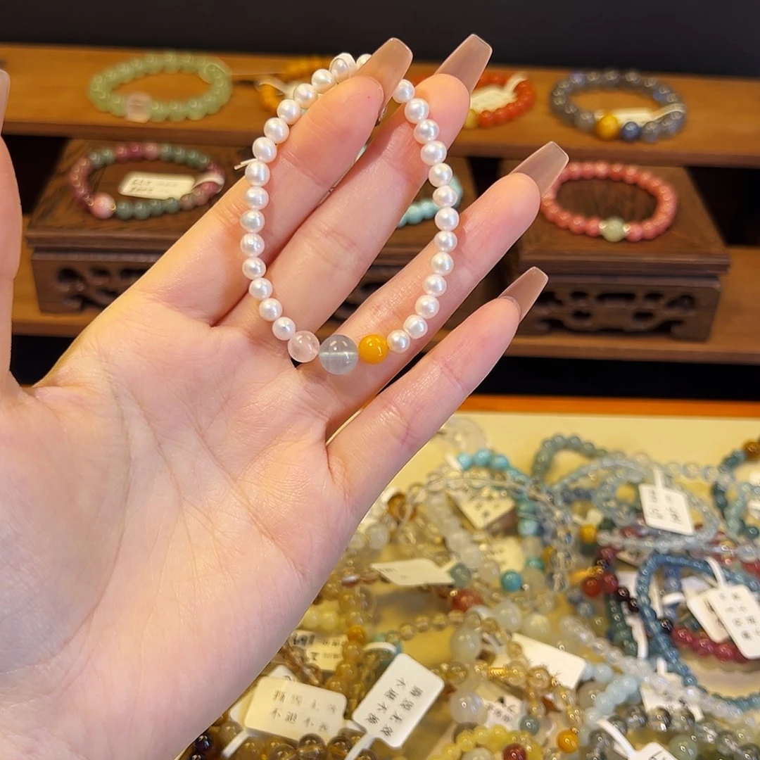 水晶手链银S925镶嵌珍珠344