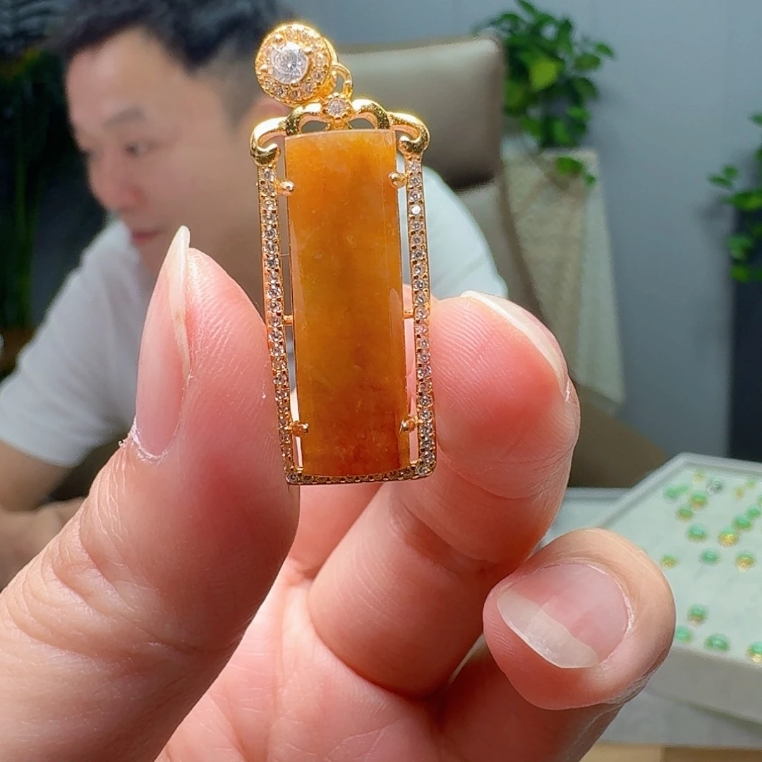 翡翠银S925镶嵌吊坠(不含链)天然