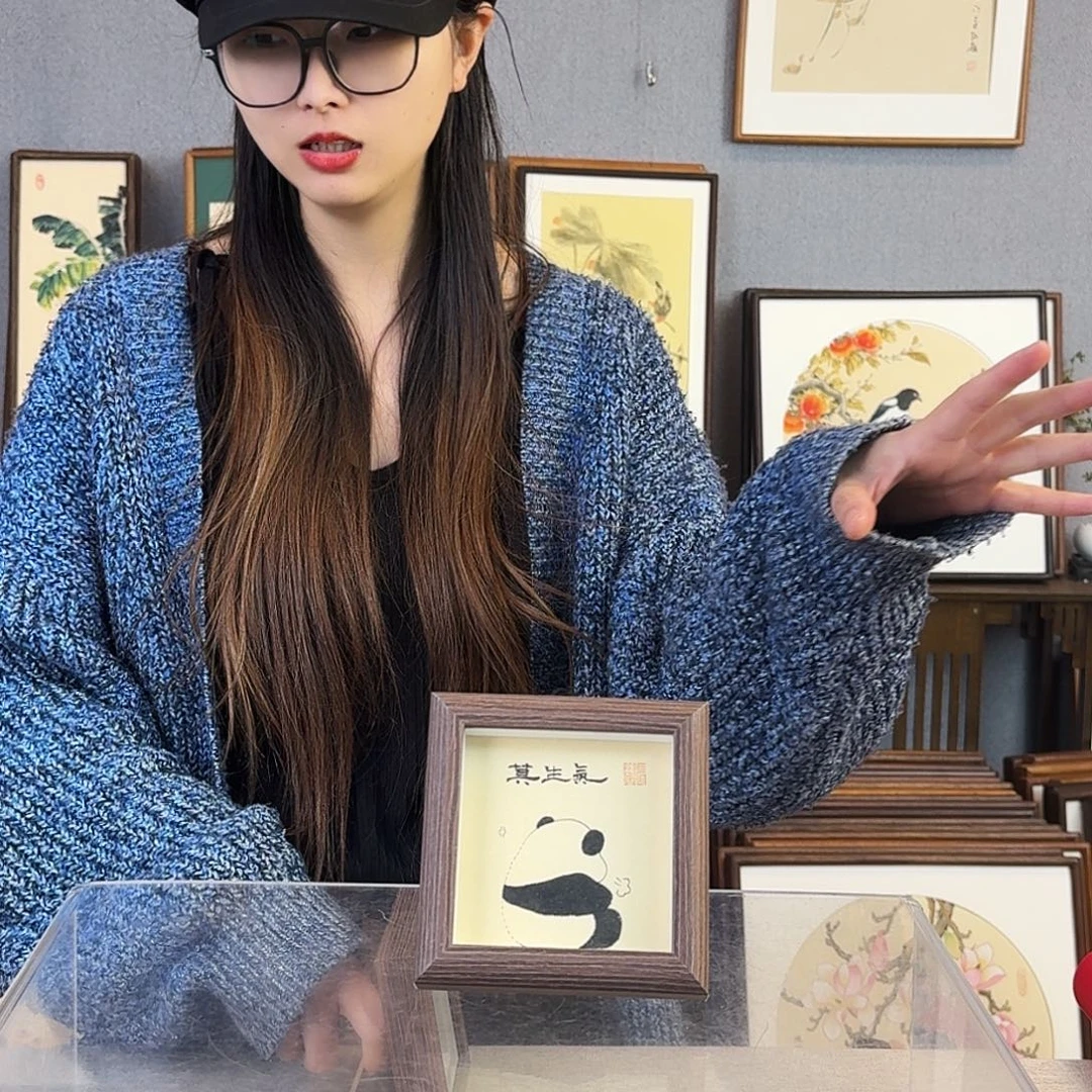 书法纯手绘，纯手写带框尺寸：12×12厘米