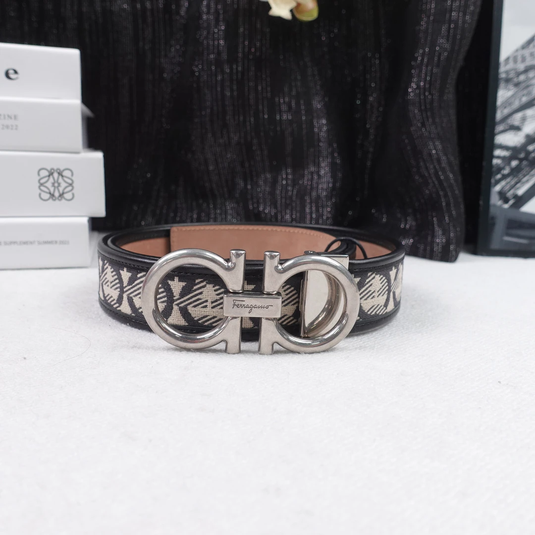 99新 FERRAGAMO/菲拉格慕 /腰带/T10172756时尚带扣拼色编织