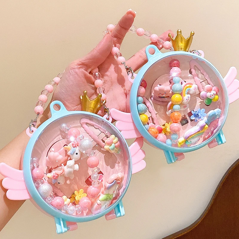 新款儿童卡通项链套装开学礼物幼儿园人鱼公主宝宝可爱治愈小发圈