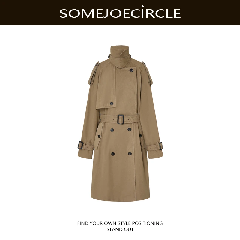 【DZ】SOMEJOECIRCLE【风衣】新品中长款磨毛棉附腰带宽松外套Z7706