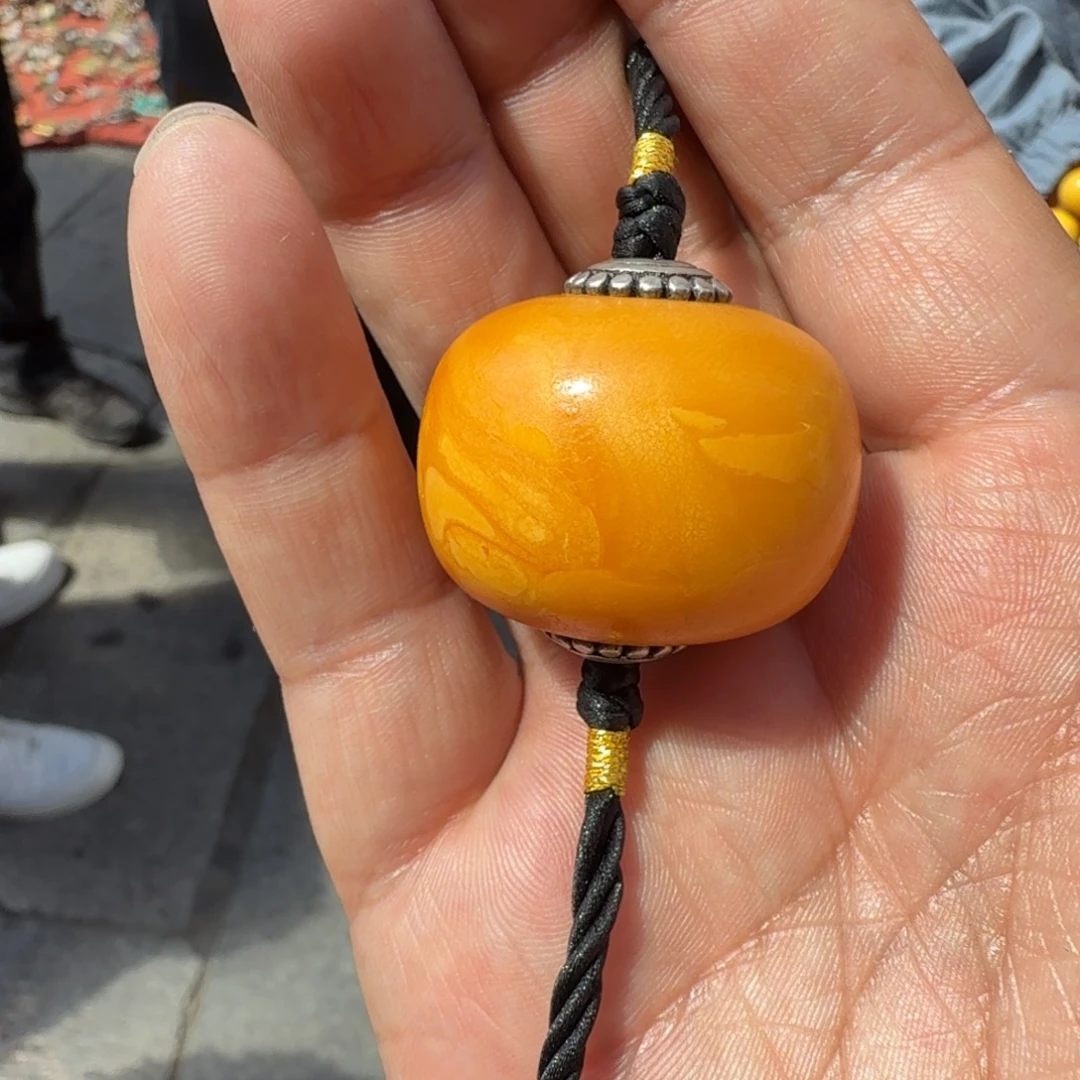 蜜蜡银S925镀金镶嵌颈饰藏传精品蜜蜡吊坠项链