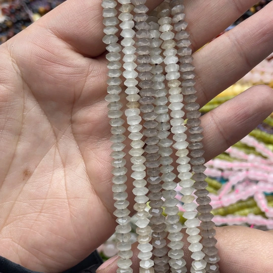 玛瑙/玉髓珠宝半成品未镶嵌打包三条5mm+猫眼切面算盘