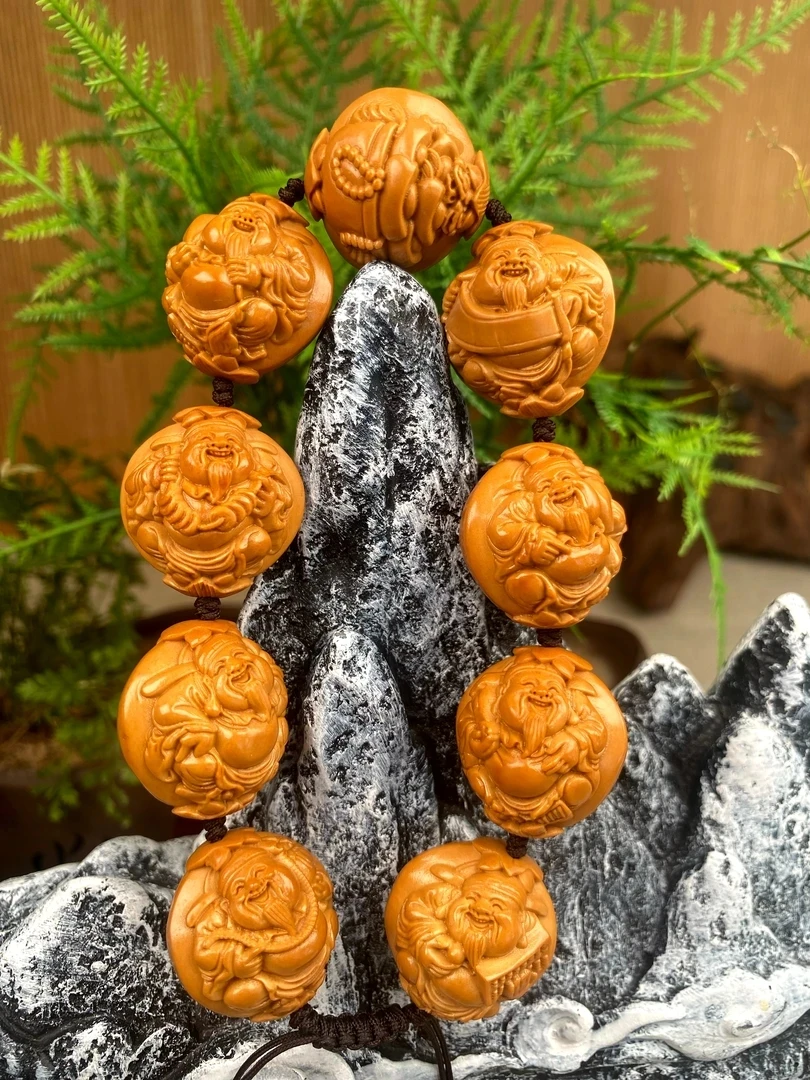 裕德隆，山水八宝财神橄榄核雕手串