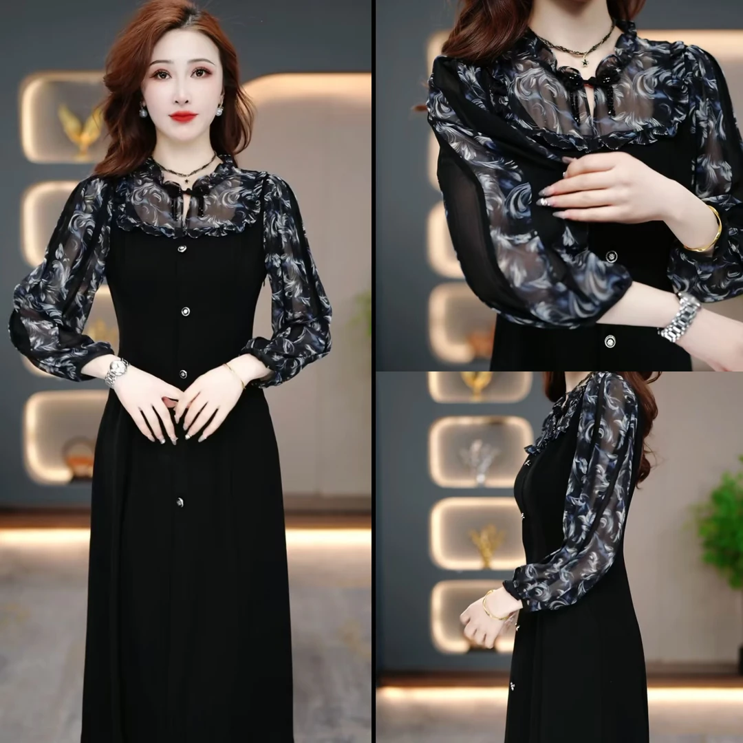 春季新款连衣裙2025春季气质韩版显瘦百搭收腰连衣裙MY24Y380款