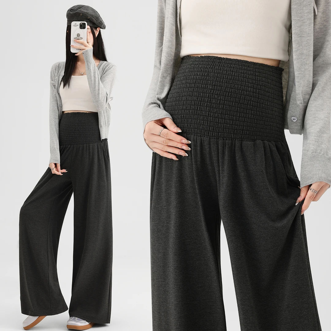 孕妇裤子春秋款外穿2025新款不勒肚子阔腿裤托腹百搭糯米裤秋装