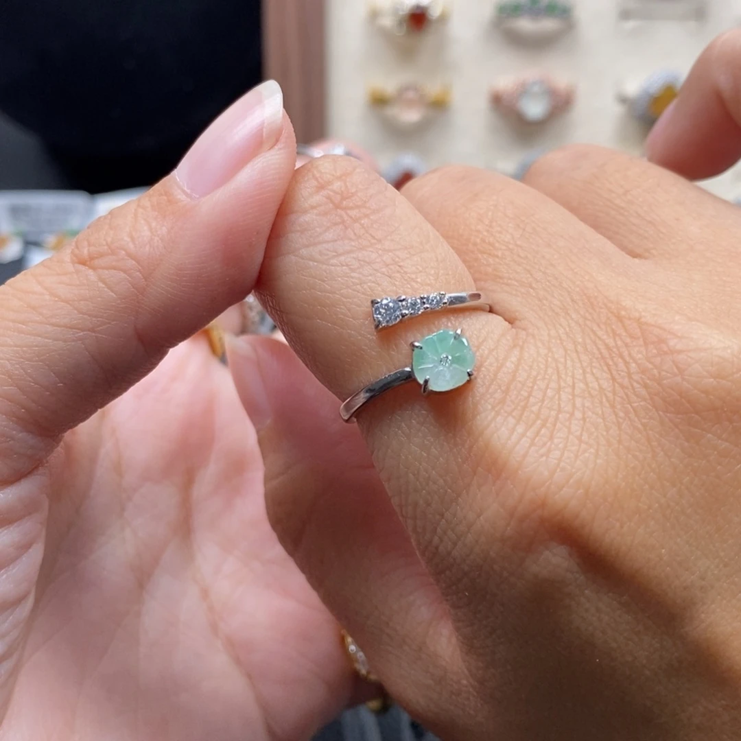 翡翠银S925镶嵌戒指