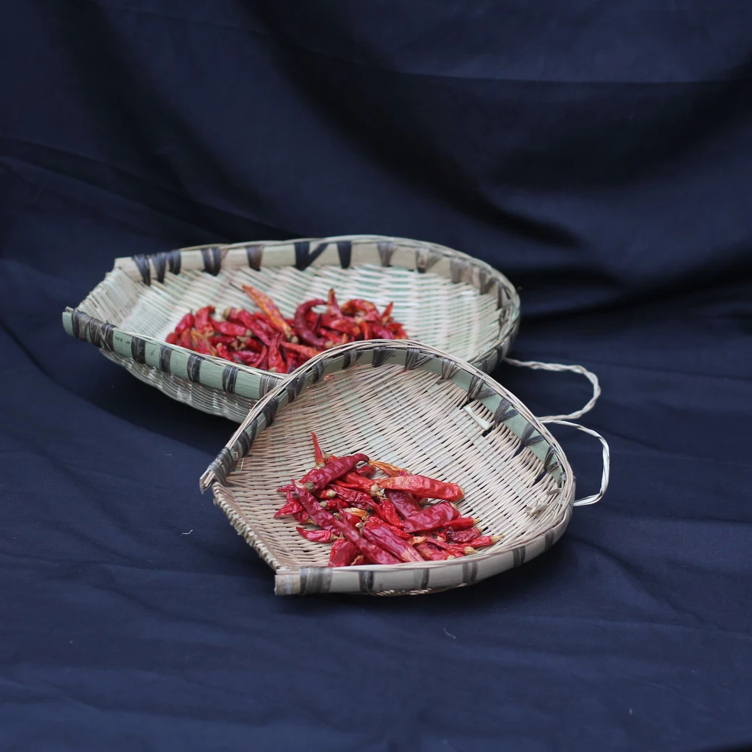 竹编筲箕沥水篮簸箕竹筛淘米洗菜晾晒收纳竹点心篮火锅店家用商用