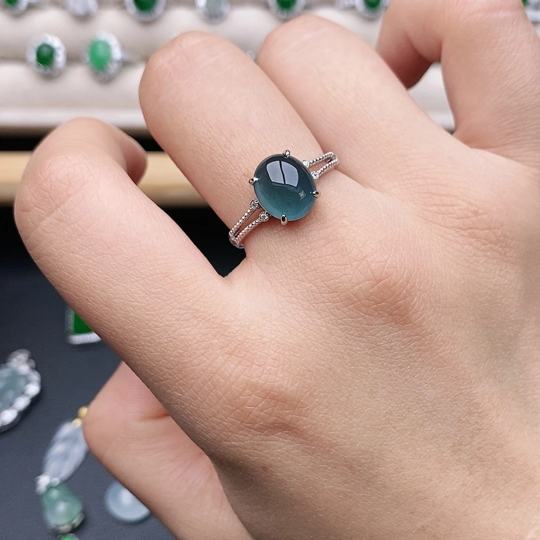 北***凉翡翠银S925镶嵌戒指