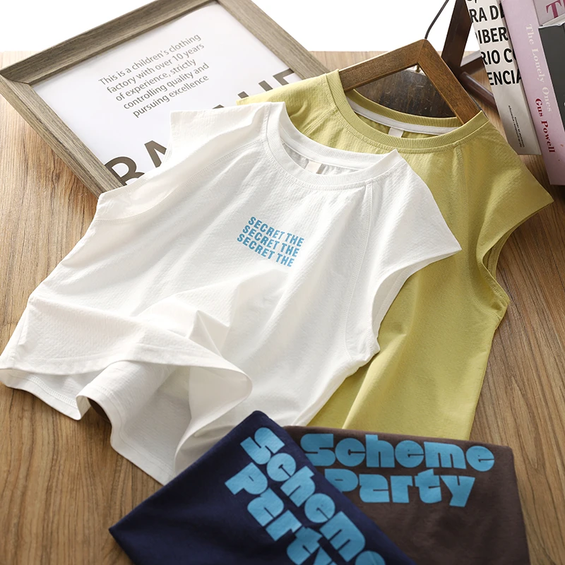 男童背心2025新款夏装儿童薄款无袖轻薄款上衣中大童无肩袖T恤