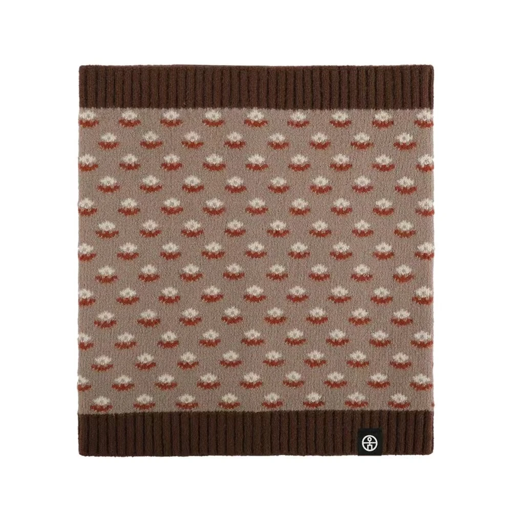 Z22 日系提花针织围脖套咖啡小花25.5*28.5cm
