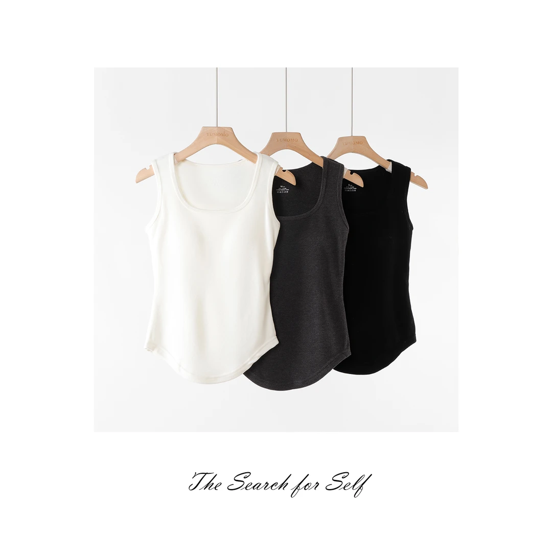 小蛮腰保暖背心 双面磨毛软糯舒适带胸垫U领内搭打底衣 QBA3013