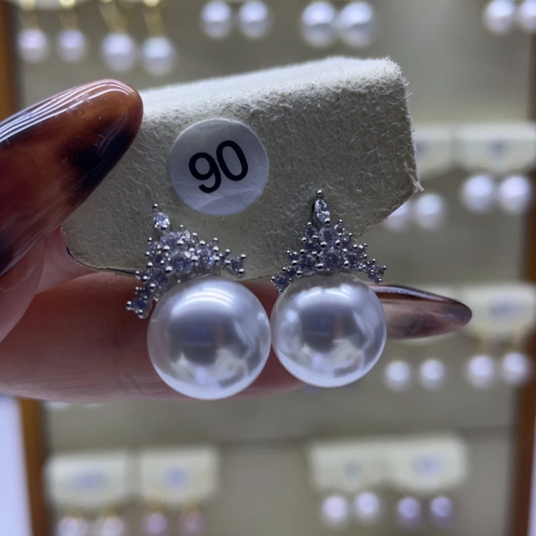 淡水珍珠耳饰银S925镶嵌